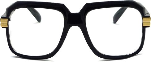 نظارات العين HIP Hop Rpper Retro ذات عدسات شفافة كبيرة الحجم (أسود/ذهبي) in Kuwait