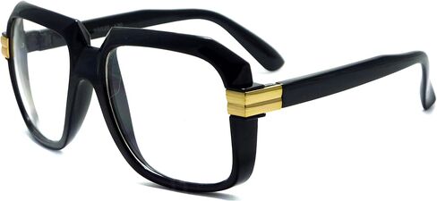 نظارات العين HIP Hop Rpper Retro ذات عدسات شفافة كبيرة الحجم (أسود/ذهبي) in Kuwait