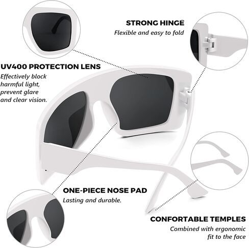 FEISEDY Large Square Baddie Oversized Women Sunglasses Shield Men Fashion Flat Top Wrap Baddie Shades B5040 in Saudi Arabia