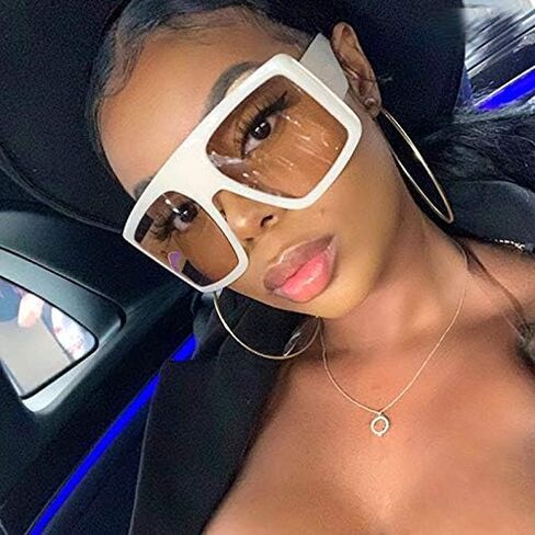 FEISEDY Large Square Baddie Oversized Women Sunglasses Shield Men Fashion Flat Top Wrap Baddie Shades B5040 in Saudi Arabia