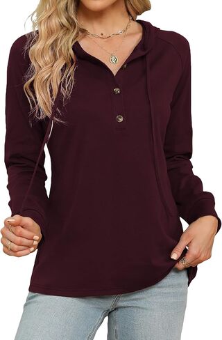 Dimur Hoodies for Women Long Sleeve Pullover Sweatshirts Lightweight Tunic Tops Fall Fashion 2023 in Kuwait