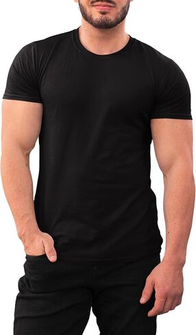Men's Modern Fitted T-Shirt - Ultra Soft Premium Essential Short Sleeve Crewneck Blank Performance Tee in Saudi Arabia