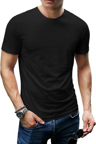 Men's Modern Fitted T-Shirt - Ultra Soft Premium Essential Short Sleeve Crewneck Blank Performance Tee in Saudi Arabia