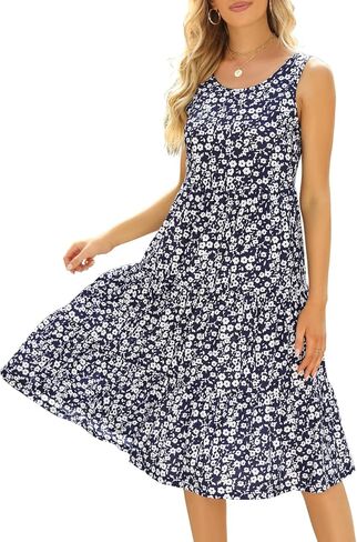 فستان بيريدريس نسائي صيفي كاجوال متدرج متوسط ​​الطول بدون أكمام مثير بدون ظهر فضفاض مناسب من القطن بوهو للشمس in Kuwait