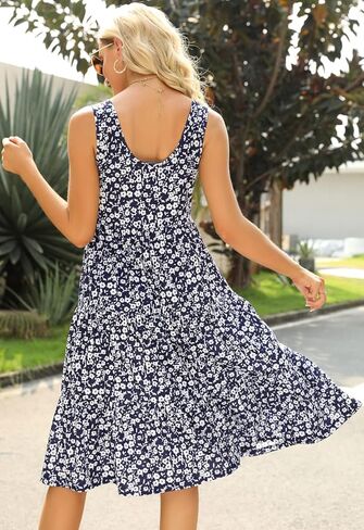 فستان بيريدريس نسائي صيفي كاجوال متدرج متوسط ​​الطول بدون أكمام مثير بدون ظهر فضفاض مناسب من القطن بوهو للشمس in Kuwait