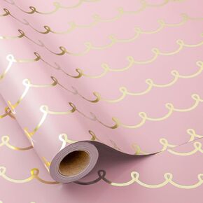 MAYPLUSS Wedding Wrapping Paper, Blush Bridal Shower Cakes Gift Wrapping Paper on Pink Pearl Paper, Reversible Diamond Ring Gift Wrap for Engagement, Party, Birthday, Celebration (17 Inch X 33 Feet)