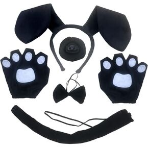 Dachshund Dog Fancy Costume set Ears Headband Nose Tail Bow Tie Paws Tutu Skirt Animal Cosplay Outfit Theme Party