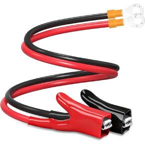 ELECTOP Upgraded 10AWG Battery Alligator Clips Booster Jumper Cable, Battery Charger Clamps to O Ring Terminal Harness Wire, Quick Disconnect/Connect Cable for Inverter Car Battery Charging
