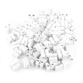 Quick Terminal, 100pcs Quick Splice Wire Terminals T-Tap Self-Stripping 10A 220V 2 Pin Push Quick Wire Cable Connector White Wiring Terminal Male Spade Disconnect Kit