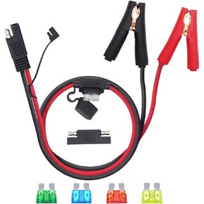 10AWG Battery Alligator Clips to SAE Quick Release Adapter Connectors Extension Charging Cable Compatible with Cars Motorcycles (2 Feet)