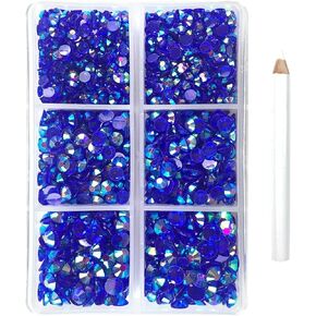 Multi Size 3mm 4mm 5mm Jelly AB Rhinestones for Tumblers - Non Hotfix & Round Flat Back, Resin Rhinestones for DIY Cups Nails Crafts (Aquamarine AB)
