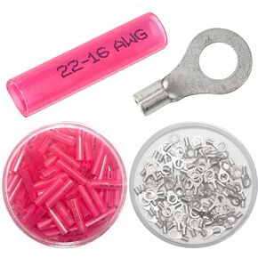 100PCS Separated Heat Shrink Ring Connectors Electrical Wire Crimp Termianls (Ring 5/16", AWG 22-16)