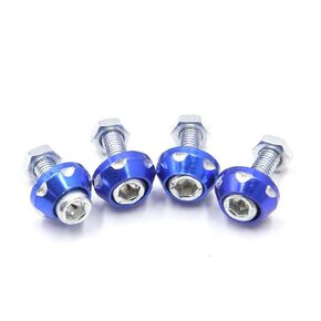 4 Pcs Blue Aluminum Alloy Decorative License Plate Bolt Screw for Car Motorcycle 1996-2023