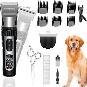Dog Clippers for Grooming for Thick Heavy Coats, 5-Speed Low Noise High Power Dog Grooming Kit, Cordless Rechargeable Dog Hair Trimmer, Hair Clippers Set for Small & Large Dogs Cats Pets