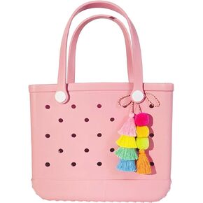 Pom Pom Tassel Charms for Bogg Bag Accessories Rubber Beach Bag, Boho Purse Charms,02