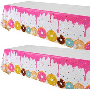 GGDE 2 Pcs Donut Dessert Theme Party Plastic Table Cover Birthday Party Decorations