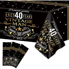 3pcs Vintage 40th Tablecloth Vintage Table Cloth Party Supplies Back in 1983 40th Birthday Party Plastic Table Cover Cheers to 40 Years Party Decorations for Black Gold Outdoor Indoor 105 x 54 inch