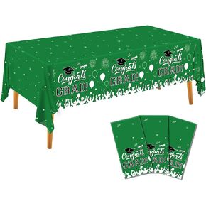 3Pcs 2024 Graduation Party Tablecloth Blue Graduation Party Supplies Disposable Rectangle Plastic Waterproof Table Cover Grad Party Decorations 54 x 108 inches