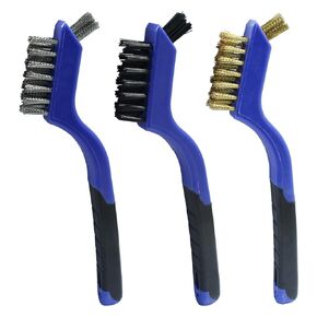 3Pcs Small Wire Brush Set, Metal Cleaning Brush Bristle Brush, Brass/Nylon/Stainless Steel Wire Brushes for Cleaning Rust Removal, Polishing, Scrubbing (Multicolour)