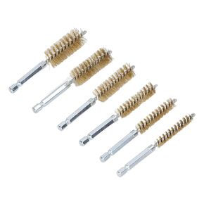 6PCS Drill Bore Cleaning Brush Set 1/4in Hex Shank Twisted Wire Brush for Electric Drill Die Grinder (Nylon (White))