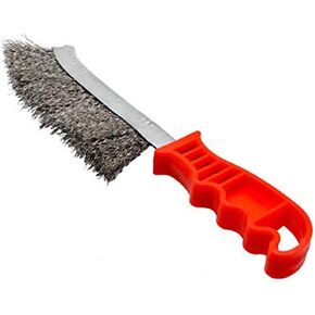 Curved Stainless Steel Wire Scratch Brush-MASO Cleaning Hand Brush 24cm Long Red,Easy to grip, apply to Industrial,Rust, Corrosion And Paint Removal.