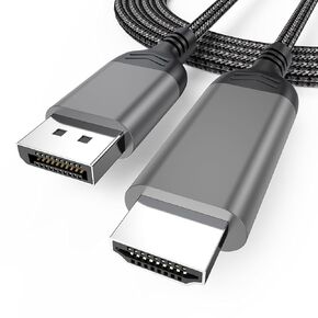 4K DisplayPort to HDMI Cable 6Feet 3-Pack, Display Port DP to HDMI Cable Male to Male Video Monitor Cord [Nylon Braided] Compatible with Computer,PC,Laptop,TV, Projector, Monitor