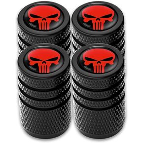 Ajxn Pack-4 Skull Tire Valve Stem Caps, Universal Car Wheel Tire Air Valve Cap, Stainless Steel Tire Air Valve Caps Fits Cars Trucks Motorcycles SUVs and Bikes, Car Accessories and Decorations (Blue)