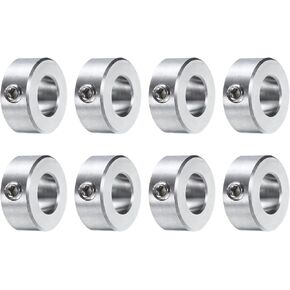 uxcell 8pcs Set Screw Collars 1/2" Bore 304 Stainless Steel Shaft Collars, 1" OD, 7/16" Width Axle Collar Clamp for Linear Rod Shaft Guide