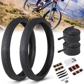 Bike Tires Replacement Kit: 24/26x1.95 Inch Folding Bicycle Tire with Bike Tubes and Tire Levers for MTB Mountain Bicycle(2 Packs)