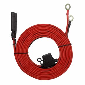 SAE Connector to Ring Terminal - 12ft SAE Plug to Battery Ring Terminal Harness Cable Solar Panel Cord Extension Adapter 12V 24V 2 Pin Quick Connect and Disconnect 16AWG Wire 15A Fuse