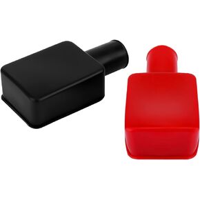 SAVITA 2pcs Battery Terminal Covers Auto, Red & Black Soft Rubber Positive Negative Insulating Stud Covers Flexible Battery Terminal Protective Caps for Car Electric Bikes Trucks