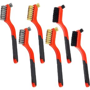 3Pcs Wire Brush Set, 7 Inch Brass / Nylon / Stainless Steel Bristles Wire Brushes with Curved Handle Grip for Rust Dirt Paint Scrubbing Deep Cleaning in Saudi Arabia
