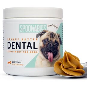 Dog Peanut Butter - Dog Breath Freshener - Anti Plaque, Tartar, & Bad Breath - Dog Dental Treats for Better Oral Care and Gum Health - Dental (8.46oz)