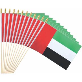 25Pack Small United Arab Emirates Flag Handheld Mini UAE Flags on Stick 5x8 Inch