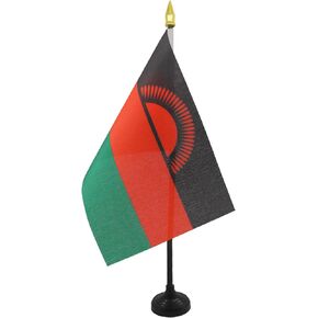 علم طاولة مالاوي من AZ FLAG مقاس 10.16 سم × 15.24 سم - علم مكتب ملاوي مقاس 15 × 10 سم - قمة رمح ذهبية
