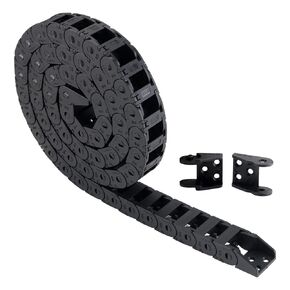 FYSETC Drag Chain Cable Carrier 10x15mm - 39.3 inch R18 Black Plastic Flat Cable Chain: Small Radius Wire Chain Open Type with Extra 1 Pair End Connectors for CNC Router Mill 3D Printer DIY Part