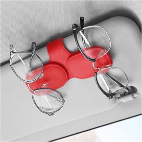 Sunglass Holder for Car,Magnetic PU Leather Car Sunglass Holder for Car Sun Visor,Double Position Visor Sunglasses Holder Clip Car Organizer Car Accessories Interior (Beige)