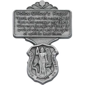 Patron Saint Michael Police Officer's Prayer Pewter Visor Clip Protection Medal, 3 Inches
