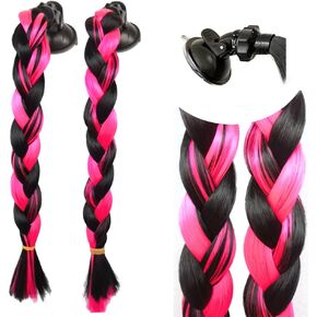 Pigtails for Helmet Gradient Ramp Helmet Ponytail with Suction Cup for Motorcycle Bike Cosplay Wig 2PCS 14inch (Helmet Not Included) in Saudi Arabia