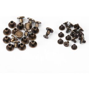 20pcs Metal Rivet Flat Head Copper Brass Screws Nuts Nails Rivets Leather Cap Accessories for Coats Caps Bags Decoration (6.5mm)