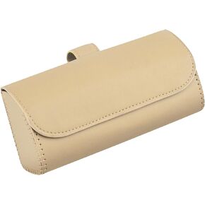 Sunglasses Holder for Car Sun Visor, Leather Auto Eyeglasses Organizer Box with Hidden Magnetic Closure, Vehicle Glasses Case Clip Holder, Car Accessories for Women Men (Beige)