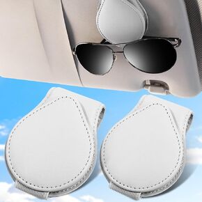 Car Visor Sunglass Holder: 2 Pack Universal Fit Car Visor Holder Leather for Card, Eyeglasses Clip(Grey)