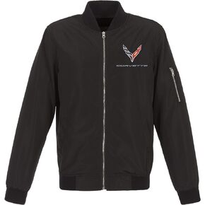 JH DESIGN GROUP Mens Chevy Corvette C8 Emblem Lightweight Zip-Up Nylon Jacket