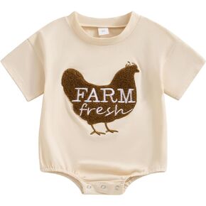 MERSARIPHY Newborn Baby Girl Boy Farm Bubble Romper Gender Neutral Infant Vintage Funny Chicken Clothes Bodysuit Outfits