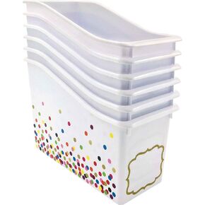 Black Confetti Plastic Book Bins - 6 Pack