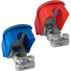 2 Pcs Battery Terminals Connector Clamps, Brass Tinned Cables Terminal Connectors with Plastic Cover, Negative and Positive Quick Release Battery Clips, Fit for Car, Van and More