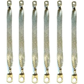 Automotive Engine Grounding Strap Flexible Bare Copper Braids 6PCS (12Inch Length and 0.5Inch Width)
