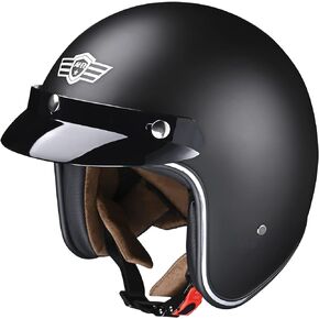 AHR 3/4 Open Face Motorcycle Helmet Vintage Retro Moped Helmet with Visor for Men Women, Bobber Scooter ATV Cruiser DOT, Run-O5