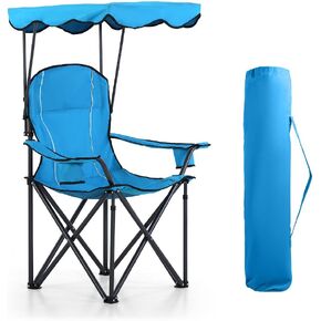 Camping Chairs with Shade, Foldable Canopy Chair, Folding Camping Shade Chair for Outdoor, Camping, Patio, Support 350 LBS, Navy