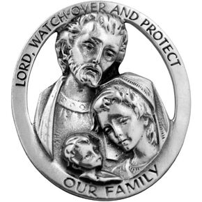 Assorted Holy Subject Visor Clips | 30 Different Auto Clips | Beautiful Prayers and Subjects | Durable Genuine Pewter Metal | Christian Automotive (Holy Family Cutout Clip)